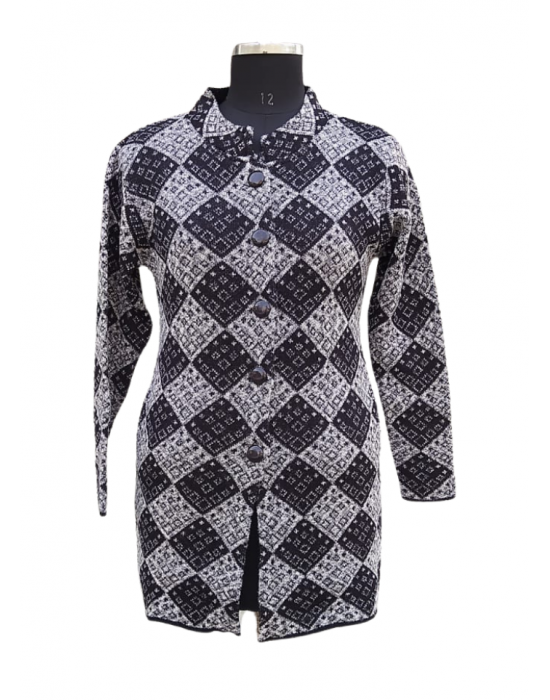 Women Long coat Black  Front Design with button